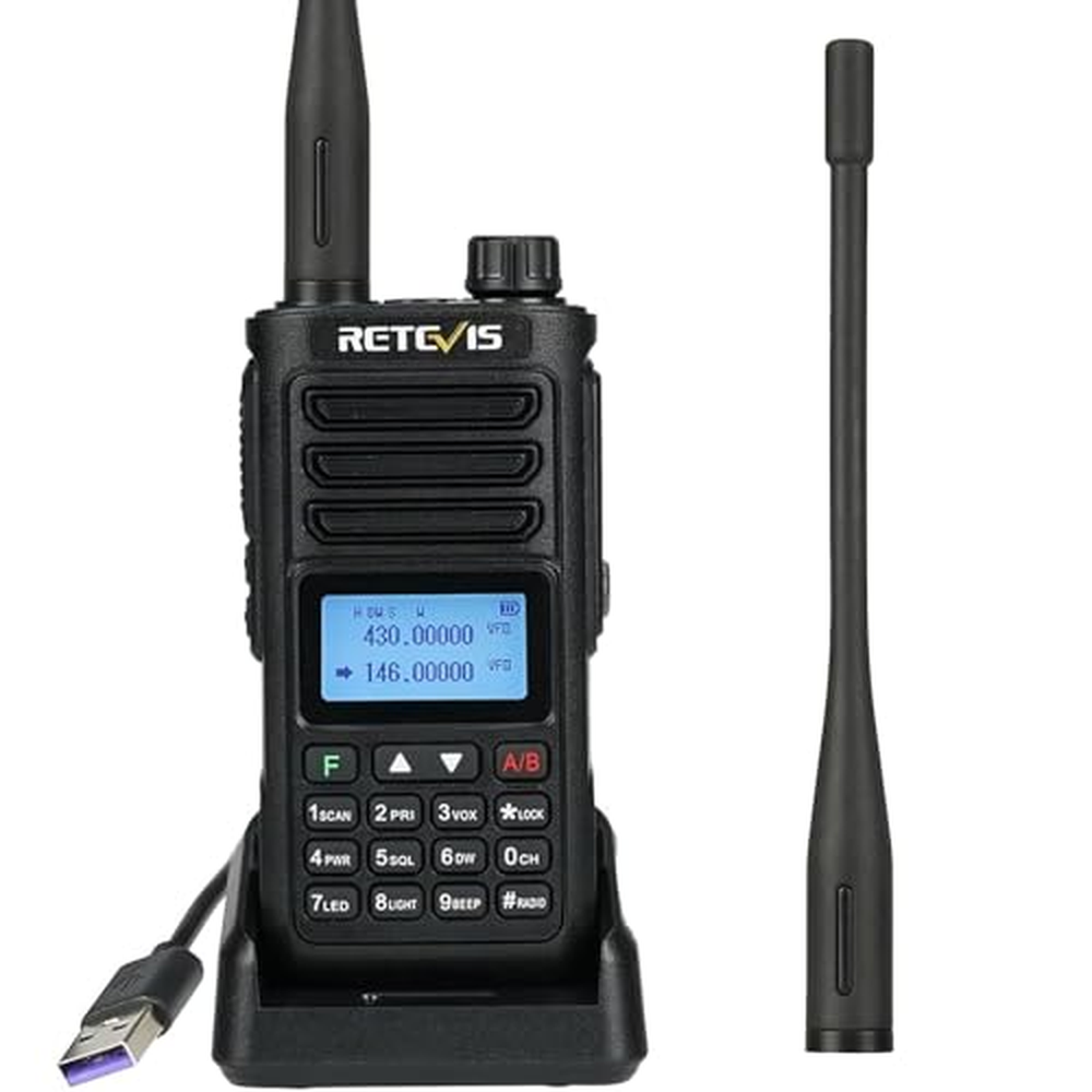 Retevis RA89 Ham Radio, vysokovýkonný dvoupásmový radioamatérský vysílač, vodotěsné Walkie Talkie s baterií 2500mAh, VFO, Type-C